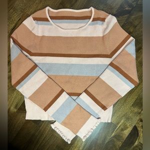 SHEIN GIRLS CROPPED LONG SLEEVE STRIPED SHIRT SIZE: LARGE